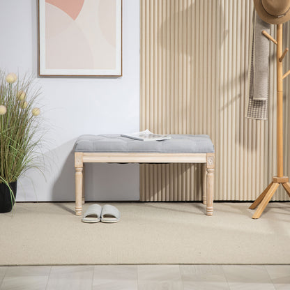 End of Bed Bench Tufted Upholstered Bench, Light Grey