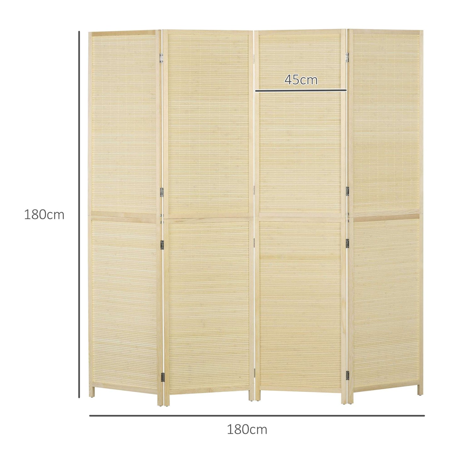 Room Divider, Freestanding Privacy Screen, 4 Panel Folding, 180 x 180cm, Natural