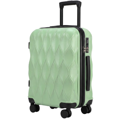 41L Cabin Suitcase | ABS Hard Shell Frosted Finish | TSA 3-Digit Lock | 4 Detachable 360° Spinner Wheels | Aluminium Telescopic Handle | 36x23x56cm | 8kg Capacity | Green / Black