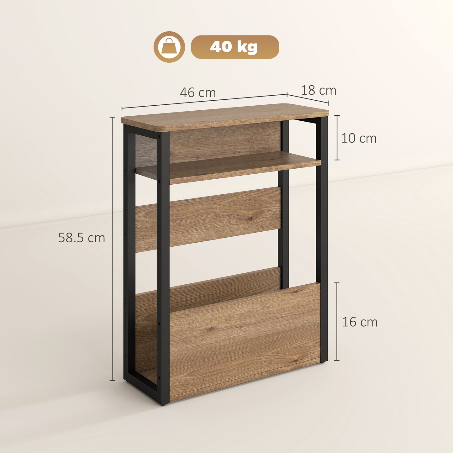 Industrial-Style Side Table - Black/Walnut Brown