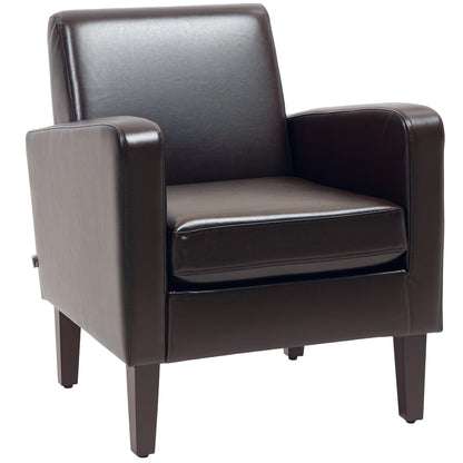 Modern Armchair with Rubber Wood Legs, Upholstered Accent Chair, Single Sofa for Living Room, Bedroom, Brown