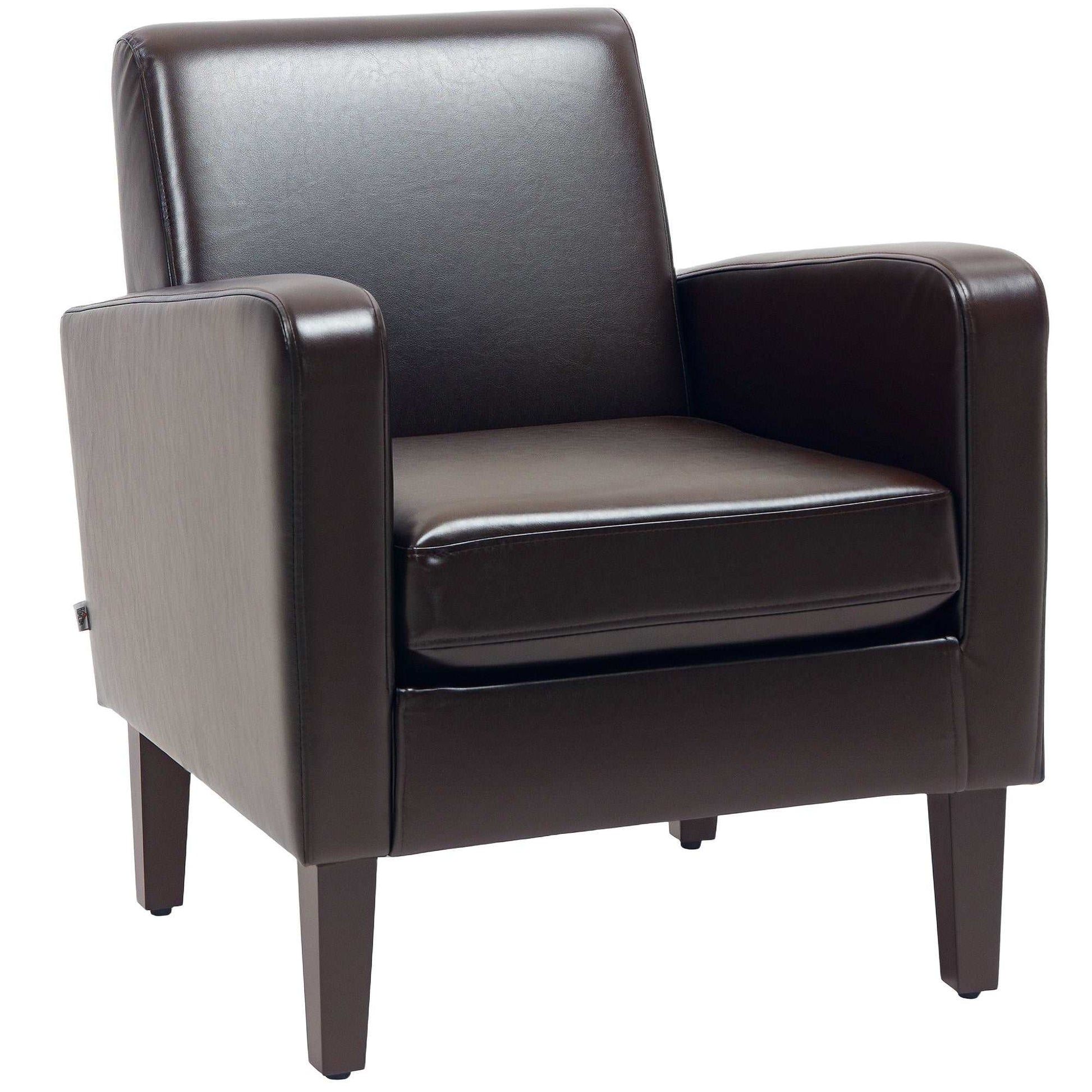 Modern Armchair with Rubber Wood Legs, Upholstered Accent Chair, Single Sofa for Living Room, Bedroom, Brown