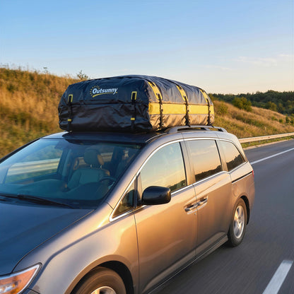 Car Roof Bag | 21 Cu Ft | 500D Waterproof | 7 Straps | No Roof Rack Needed | Reflective | Combination Lock | Yellow