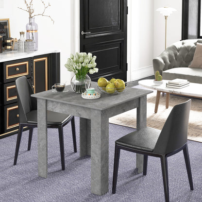 Square Dining Table, Modern Small Dining Table with Faux Cement Effect, Space Saving, Non-slip Foot Pads, Cement Grey
