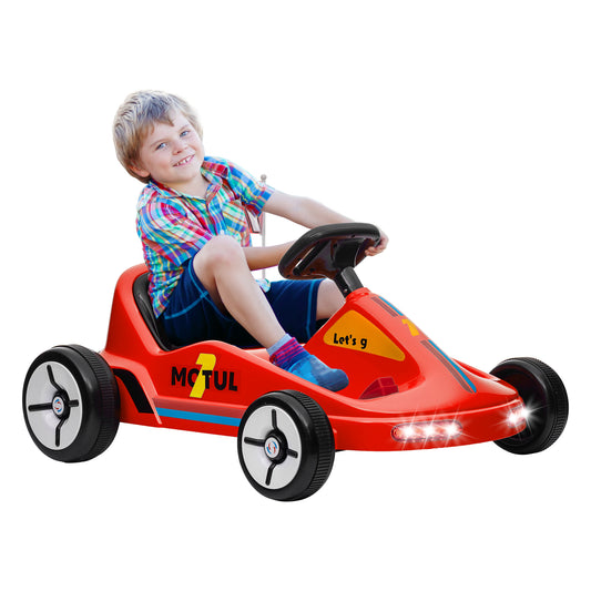 AIYAPLAY 6V Electric Go Kart for Kids with Music, Light, Horn, for 3-5 Years, Red / Blue / Yellow