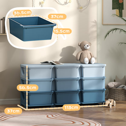 Kids Storage Unit with Nine Drawers - Blue