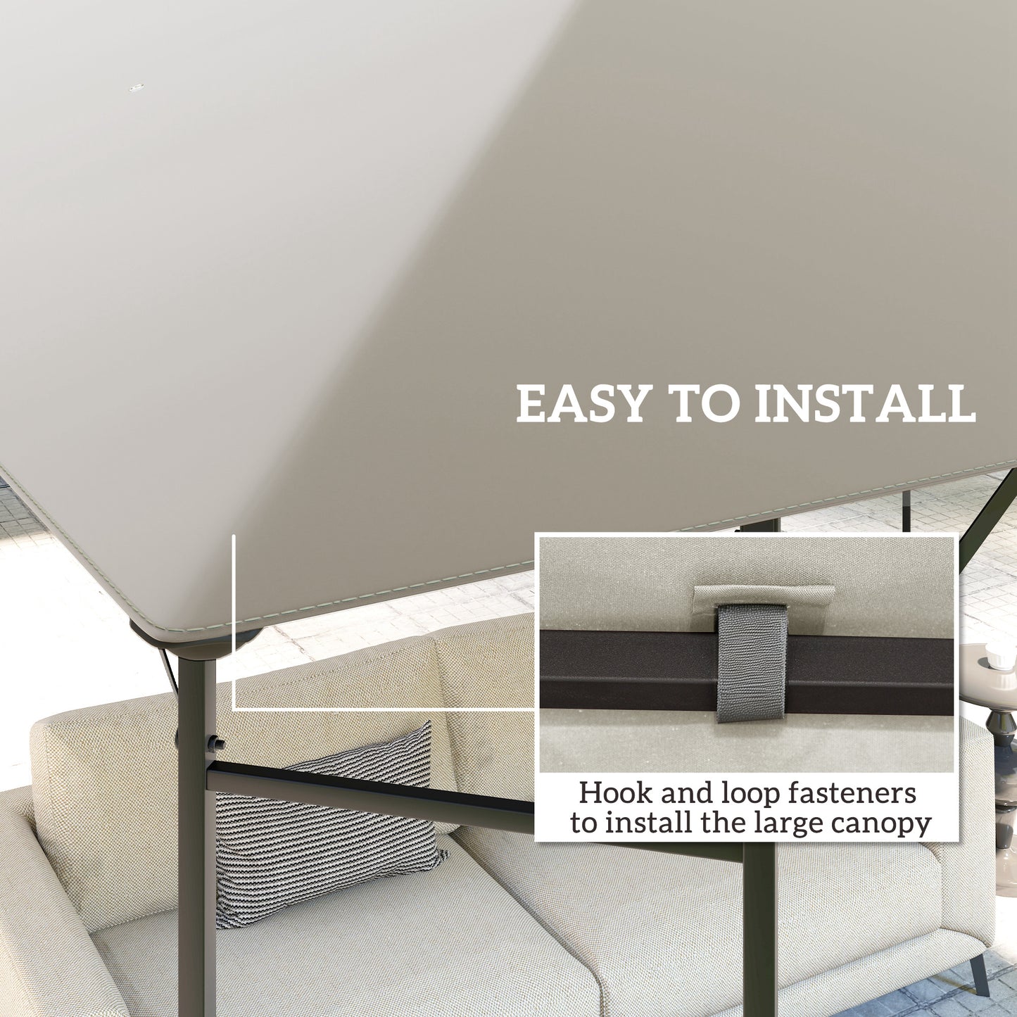 3x3m Gazebo Replacement Canopy Top | 600D Oxford Fabric | UPF30+ PA Coating | Hook & Loop Fasteners | Drainage Holes | Fits Outsunny 01-0867 Series Only | 300x300cm | Grey
