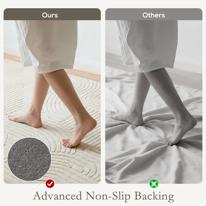 Geometric Rug | 200x140cm | 15mm Pile | Jacquard Weave | Non-Slip Backing | Reinforced Edges | Cream