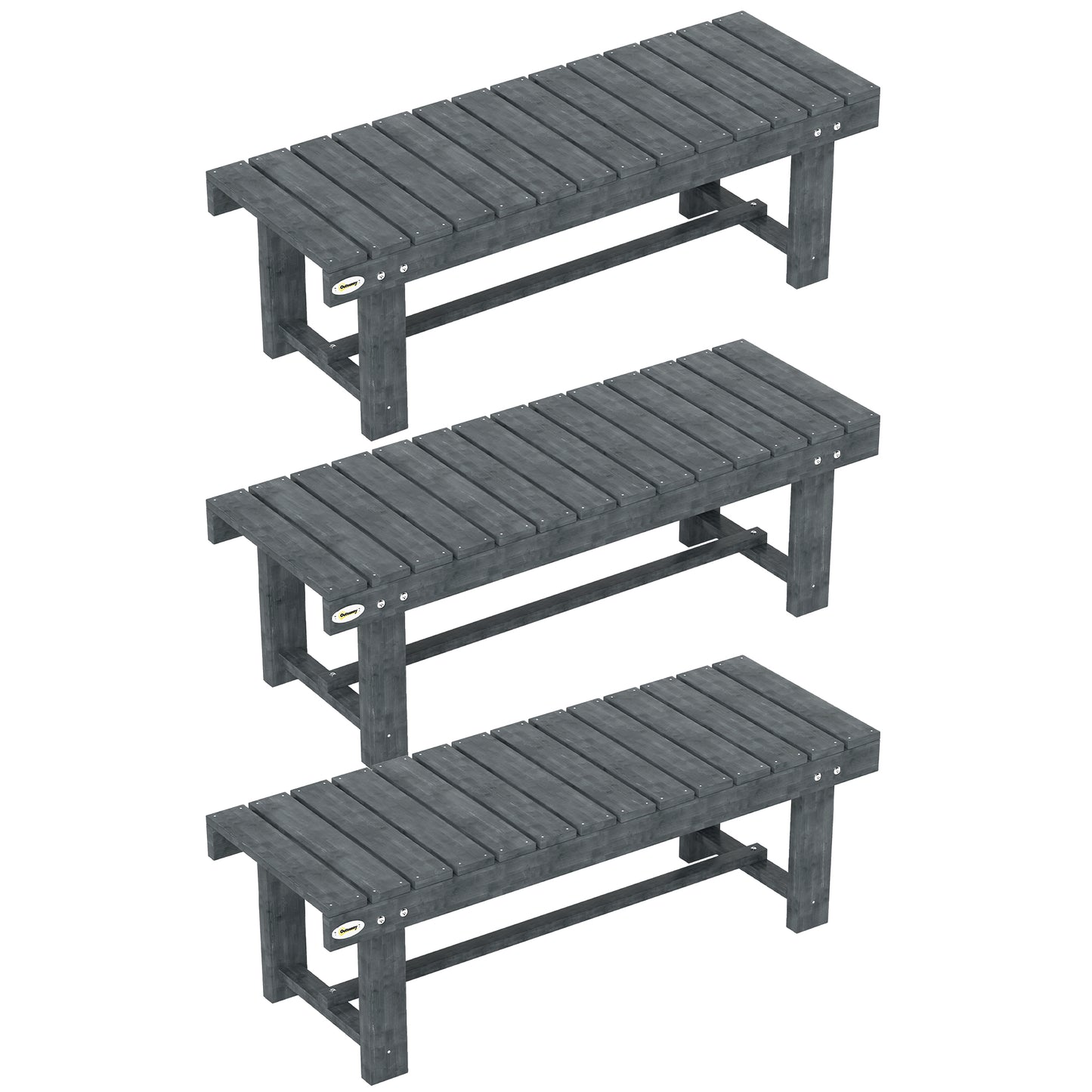 Outsunny 2-Seater Garden Wooden Bench, Grey