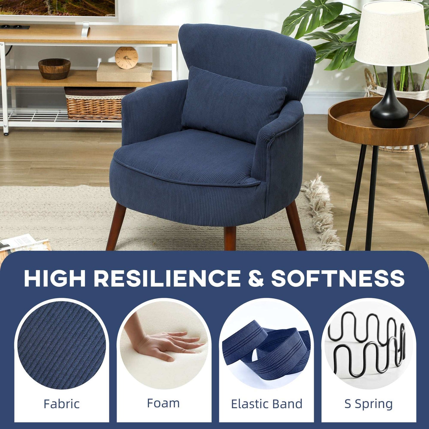Corduroy Retro Accent Chair - Blue