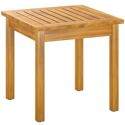 Solid Acacia Wood Coffee Table | Slatted Top | 30kg Capacity | Adjustable Foot Pads | No Assembly Required | Indoor & Outdoor | 48 x 48 x 46cm | Natural Teak Finish
