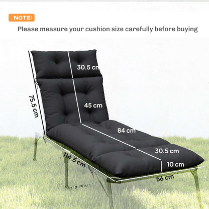 Set of 2 Sun Lounger Cushions | 190x56x10cm | High-Resilience PP Foam | UPF20+ | Fade & Splash Resistant | 220gsm Polyester | 6 Tie Fastenings | Black
