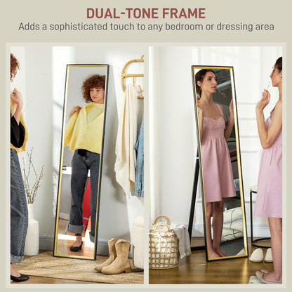 Full Length Mirror, 37 x 157cm Wall Mounted, Leaning, Free Standing Mirror, Framed Full Body Mirror for Living Room, Bedroom, Black