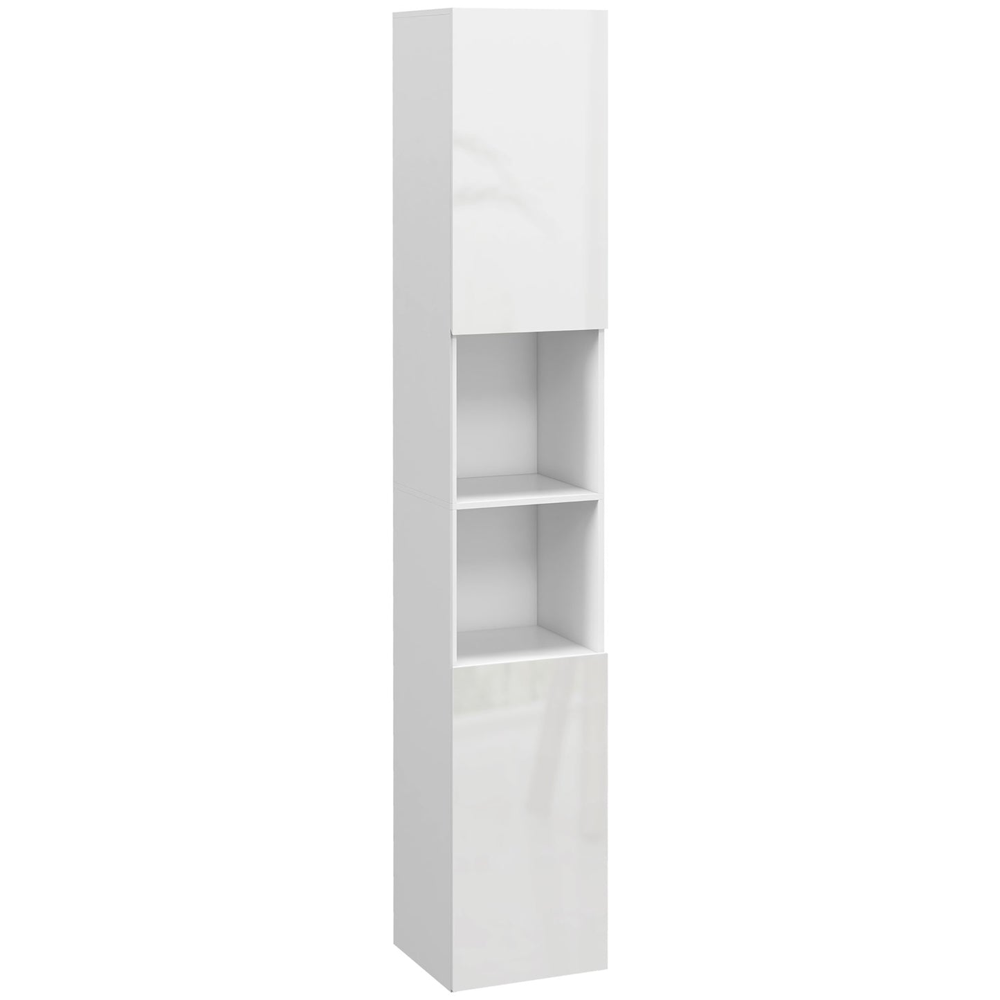 Kleankin Multi-Storage Slim Bathroom Cabinet - High Gloss White