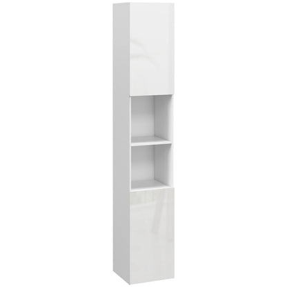 Kleankin Multi-Storage Slim Bathroom Cabinet - High Gloss White