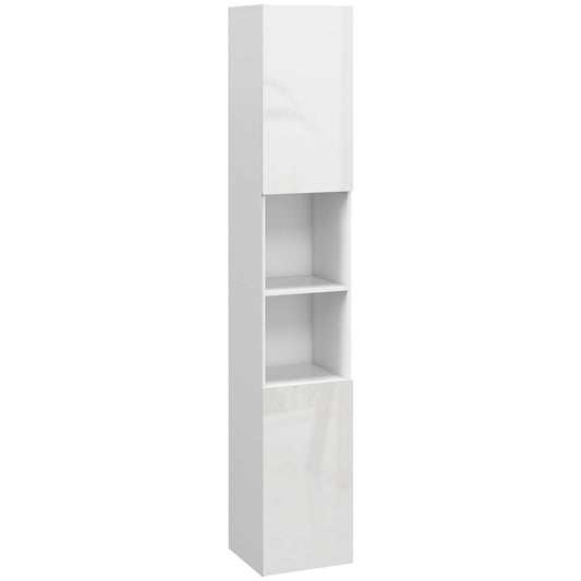 Kleankin Multi-Storage Slim Bathroom Cabinet - High Gloss White