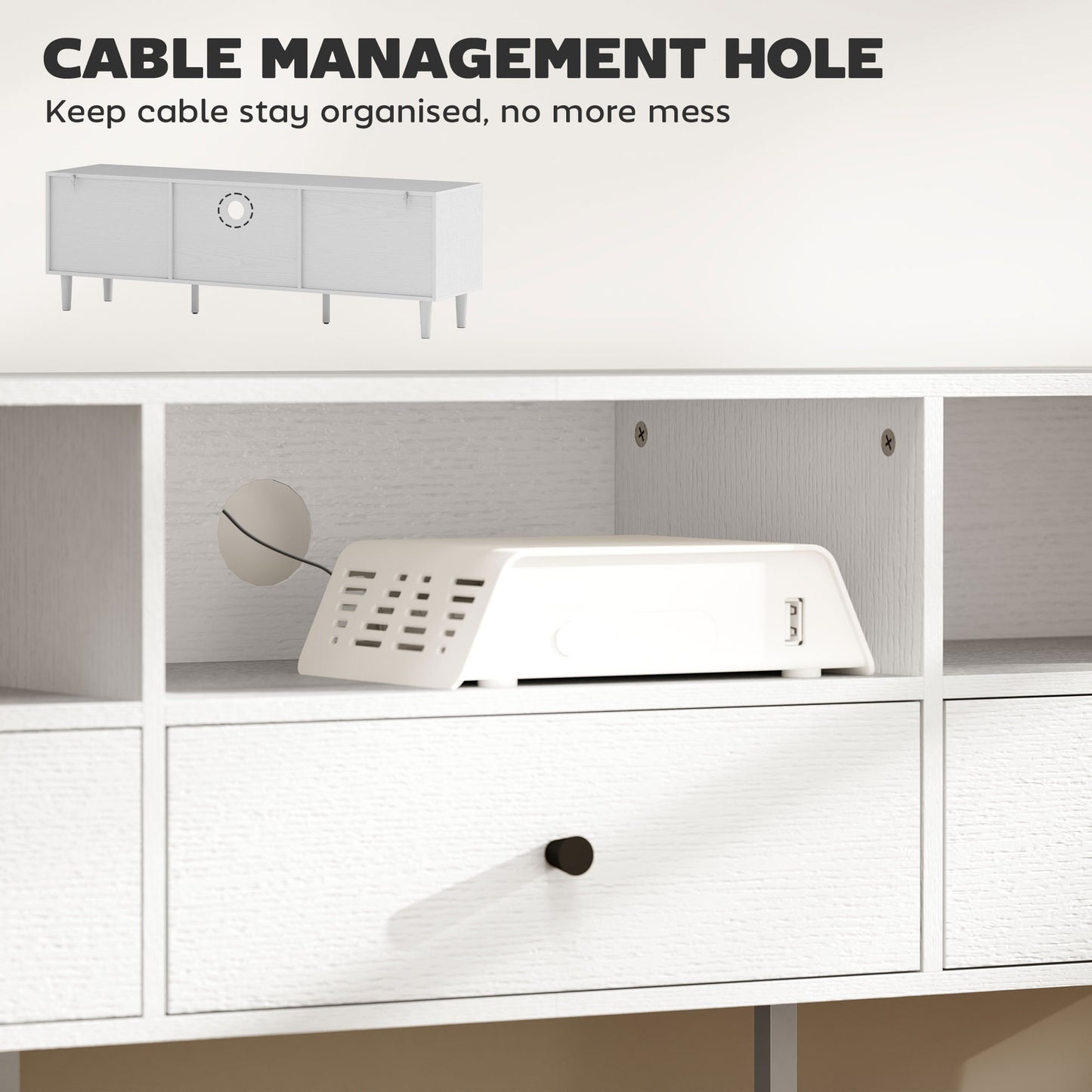 Multi-Storage Minimal TV Stand - White