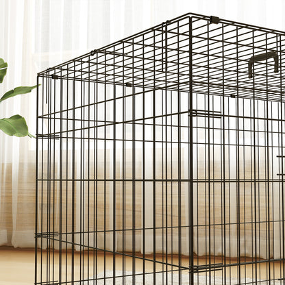 Foldable Dog Crate XL | 2 Doors | Soft Washable Cushion | Removable ABS Tray | Extra Large Dogs up to 40kg | 105 x 70 x 75cm | Black