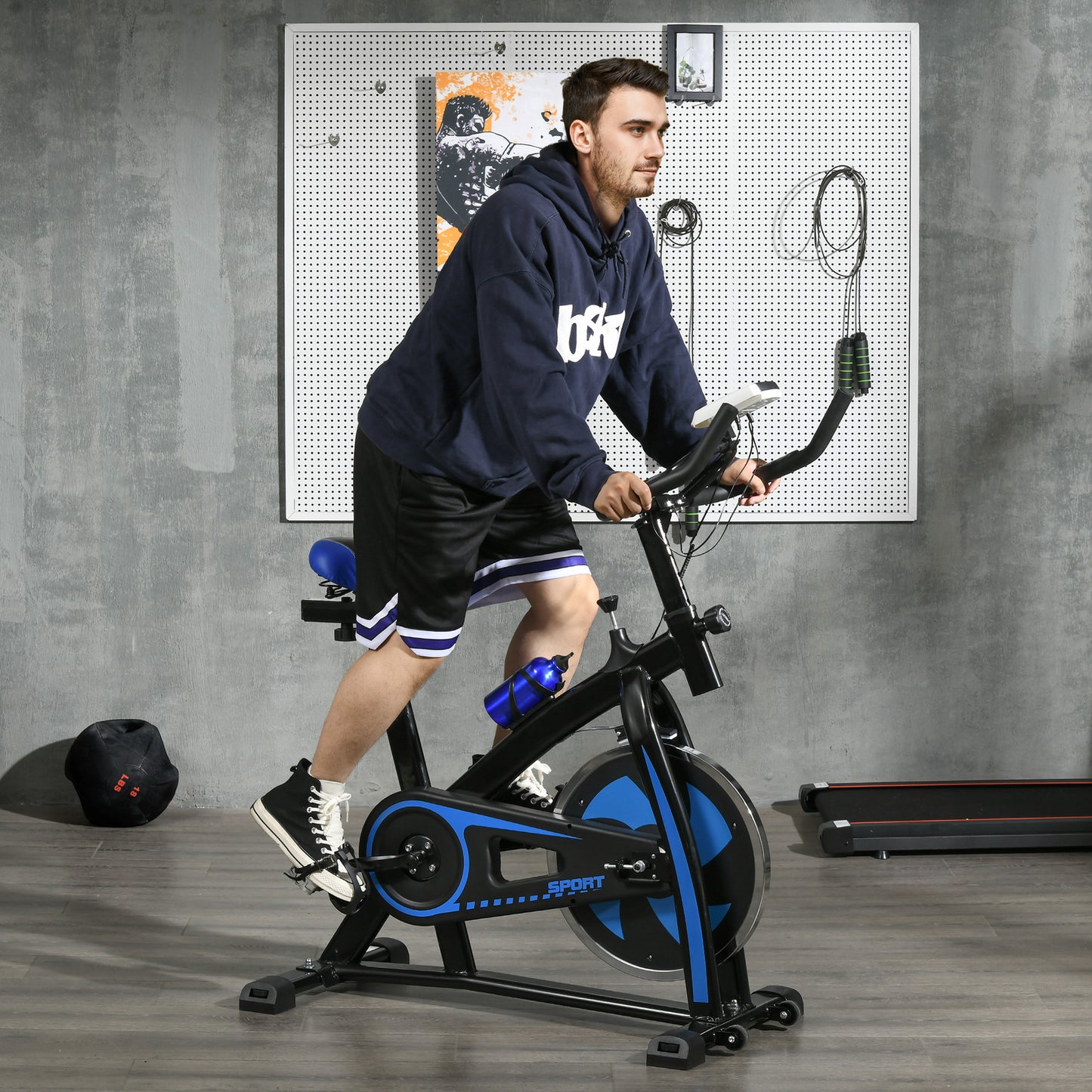 SPORTNOW Exercise Bike, Indoor Stationary Bike, Cycling Machine with Adjustable Seat and Resistance for Home Gym Workout