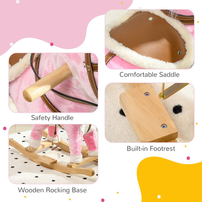 Wooden Rocking Horse with Music, Sound, Saddle for 3-6 Years