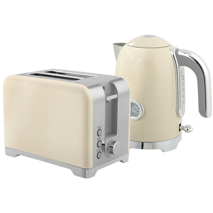 Retro Toaster and Kettle Set - Black / Cream
