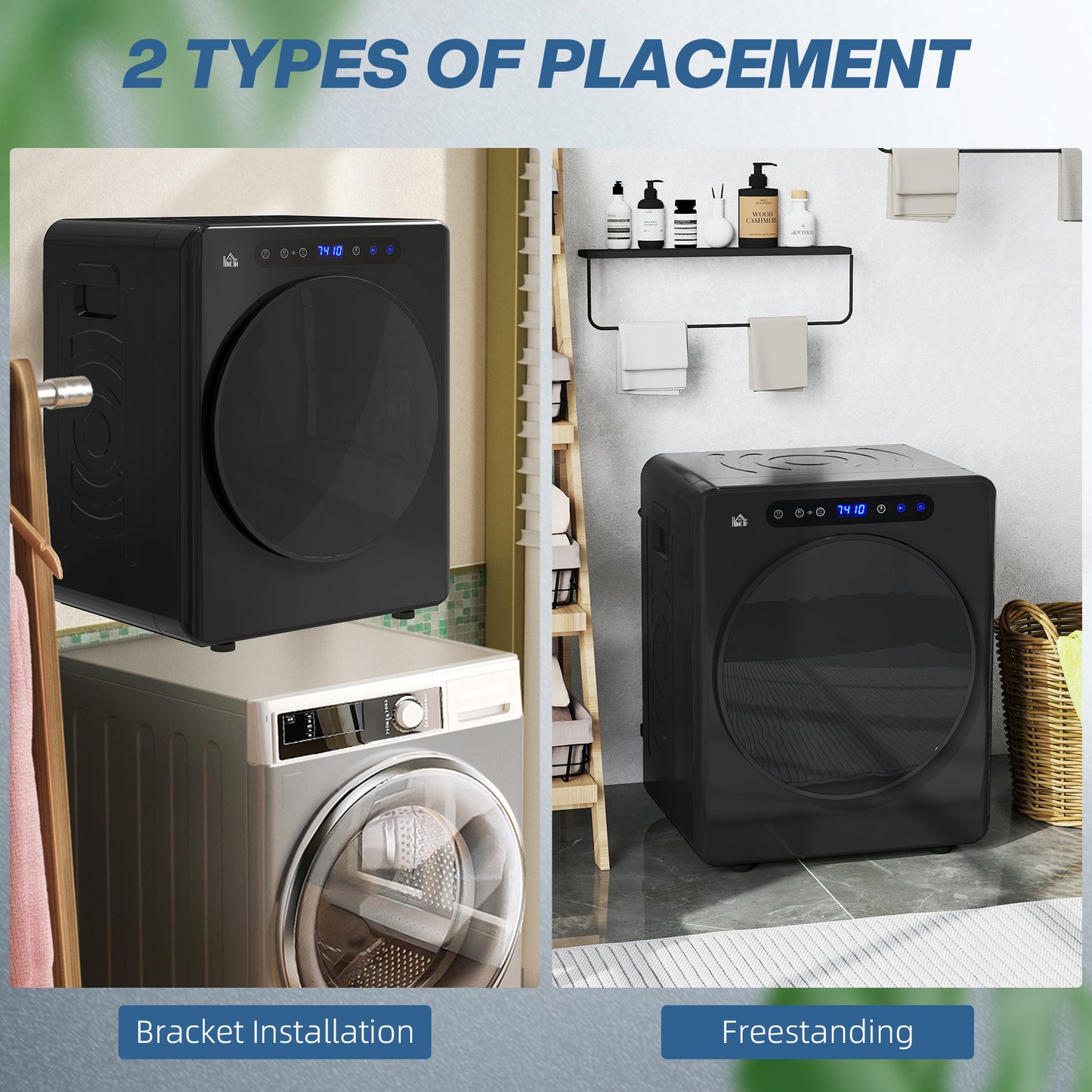 4kg Compact Small Space 40-60℃  Tumble Dryer - Black