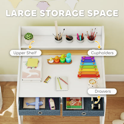 AIYAPLAY Art Table and Chair Set for children, Kids Art Desk and Chair Set with Storage Shelf and Drawers