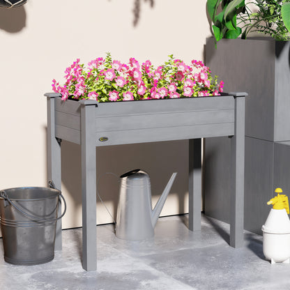 Elevated Fir Wood Raised Garden Bed | Non-Woven Liner | 4 Drainage Holes | 52cm Legs | Water-Resistant Paint | 80kg | 86x46x76cm | Flowers Veg & Herbs | Dark Grey
