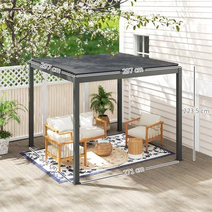 3 x 3(m) Electric Louvered Pergola with LED Lights, Aluminium Pergola Hardtop Gazebo with Remote, Adjustable Roof and Drainage System