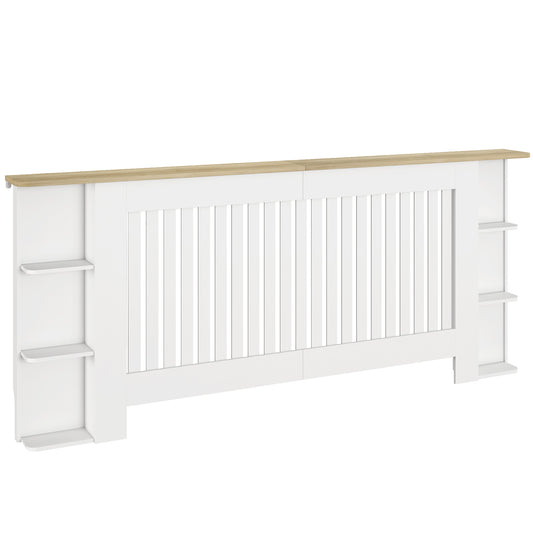 Radiator Cover with Open Storage Shelves, Vertical Slatted Cabinet Shelf Heater Cover for Living Room, Hallway, Extra Large, White (H: 83 / W: 191 / D: 19 cm)