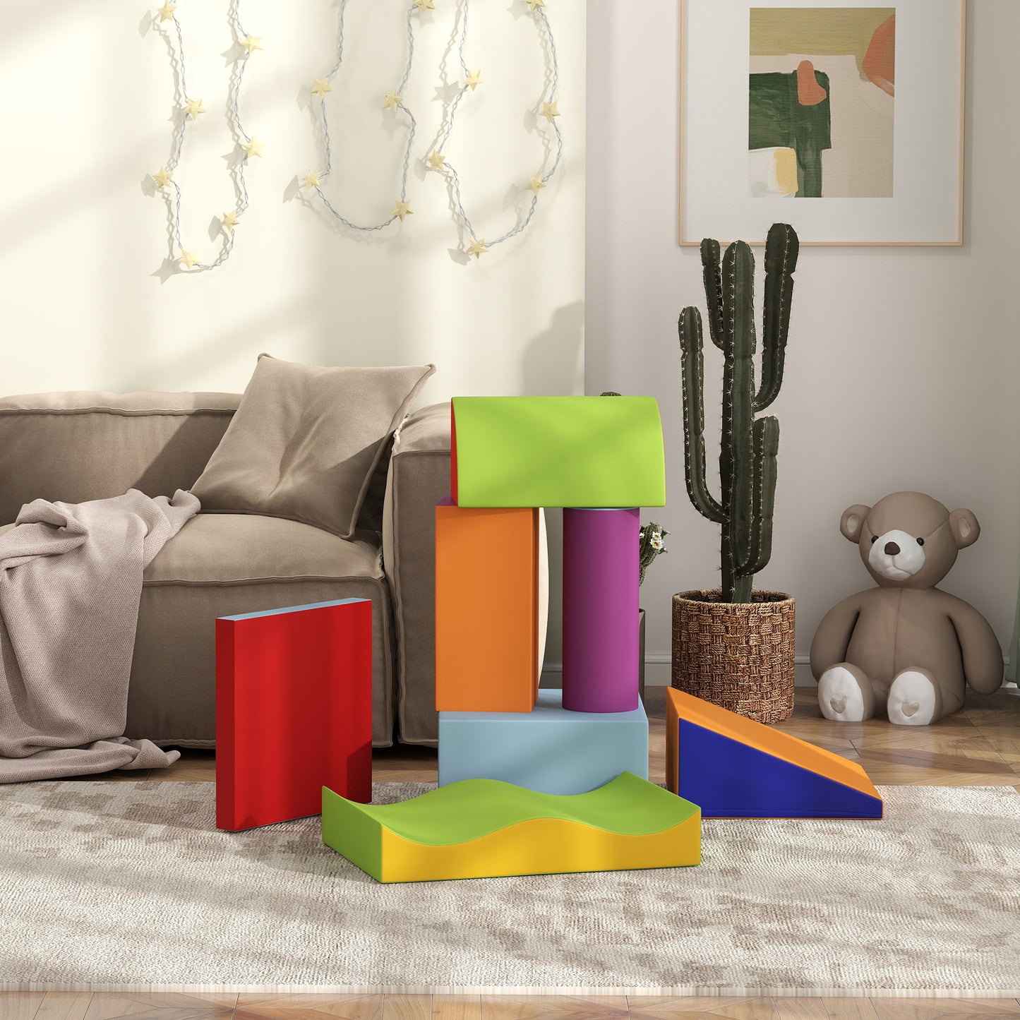 7 Piece Soft Soft Play Set for Toddlers 1-3 Years, Multicoloured