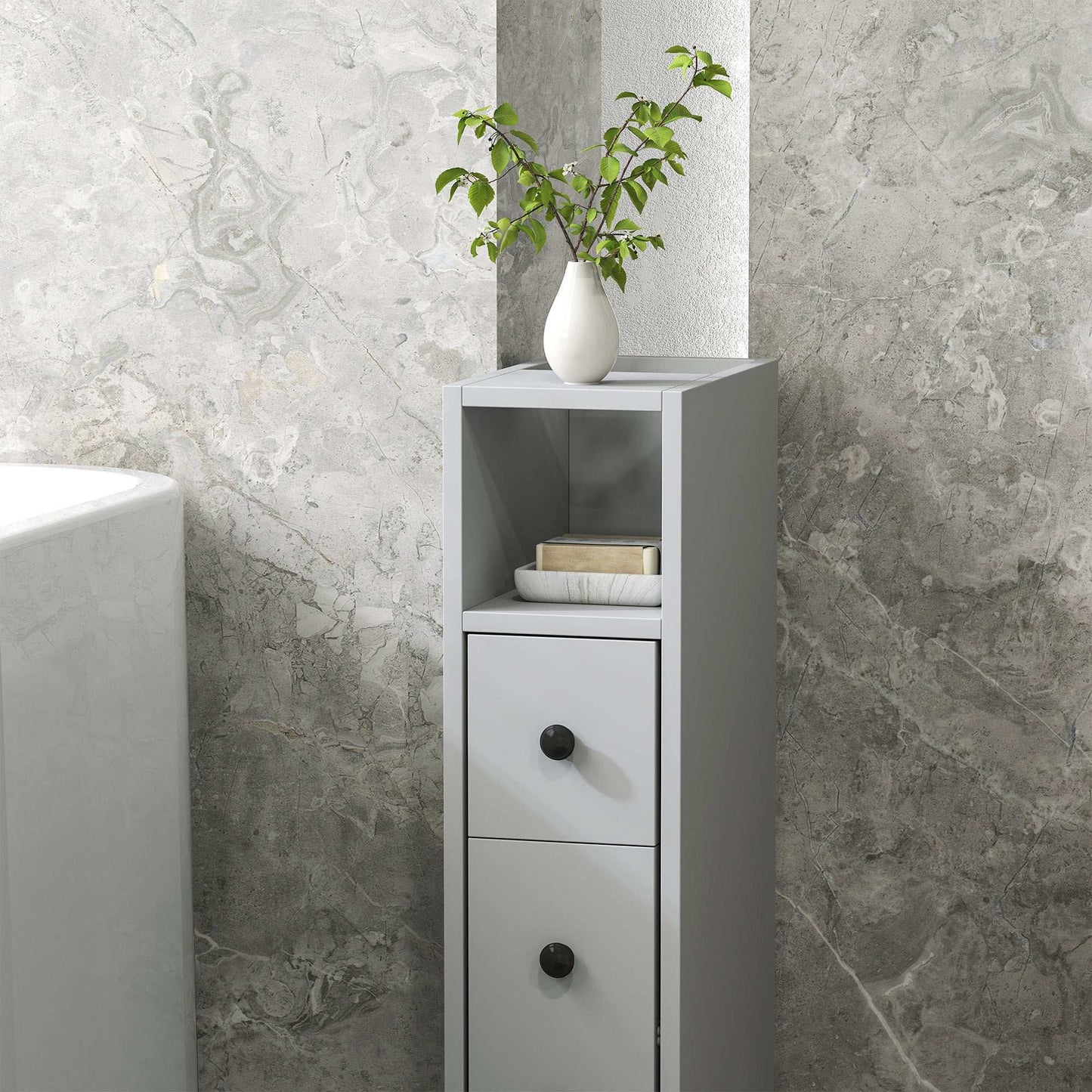 Kleankin Slimline Bathroom Storage Cabinet - Grey