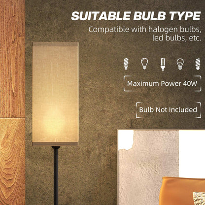 Floor Lamp, Modern Standing Lamp with Linen Shade, Tall Lamps for Living Room, Bedroom, with Foot Switch, Bulb not Included, Black