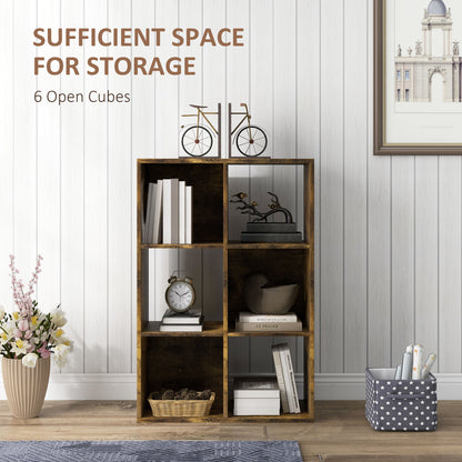 3-tier 6 Cubes Storage Unit Particle Board Cabinet Bookcase Organiser Home Office Shelves Rustic Brown