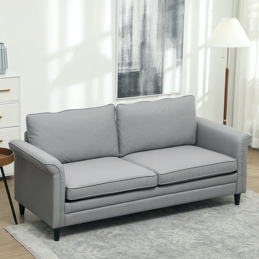 3 Seater Sofa, Modern Fabric Sofa Couch with Spring Cushion, Rubber Wood Legs, 191cm Upholstered Settee for Living Room, Bedroom, Home Office