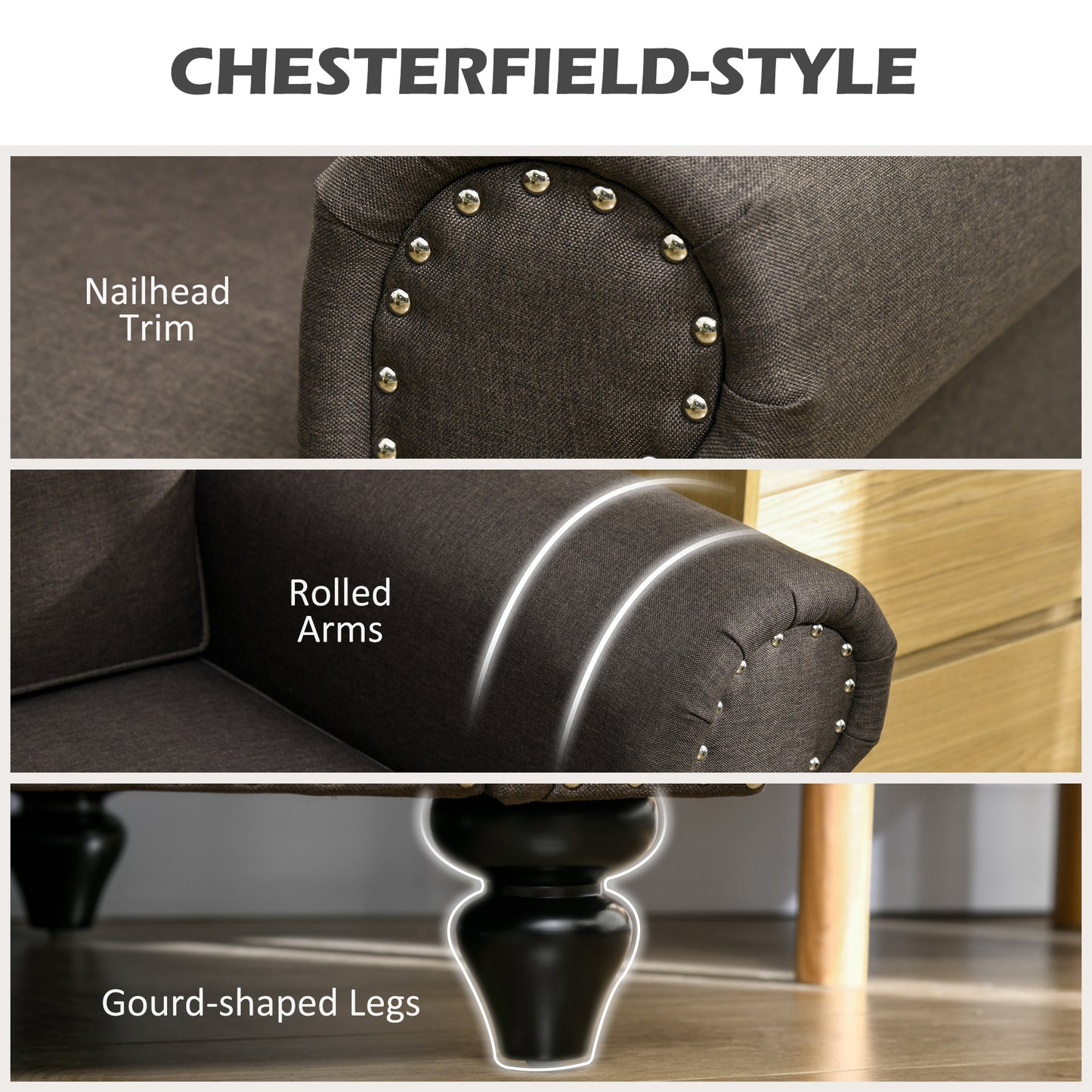 Vintage Retro Style Look Mid-Century Armchair With Pocket Springs - Dark Brown