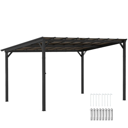 3 x 4.3m Metal Pergola with UPF 50+ and Waterproof Polycarbonate Roof, Wall-Mounted or Free Standing Garden Gazebo Outdoor Sun Shade