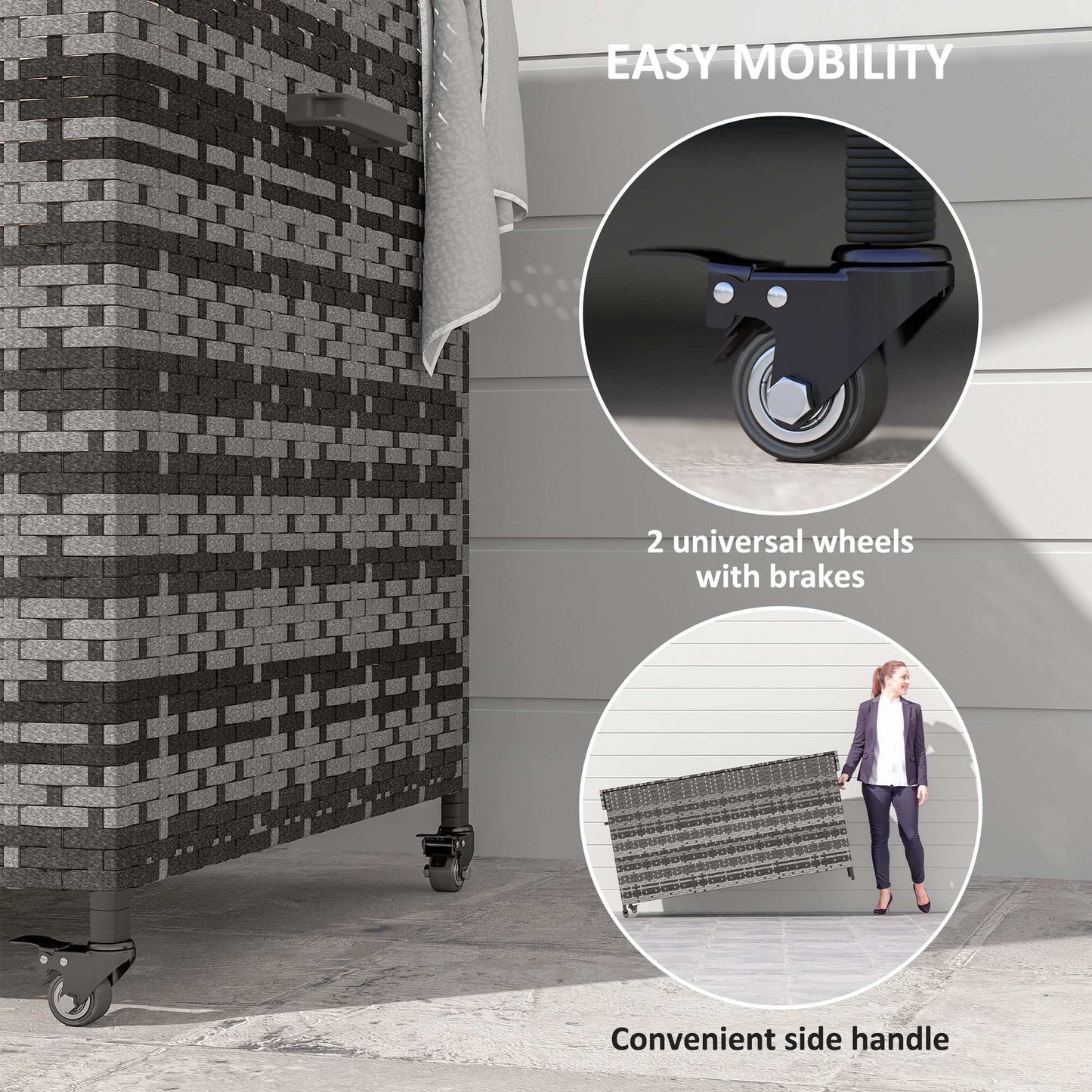 Outsunny 627 L Rattan Outdoor Garden Storage Box - Dark Grey