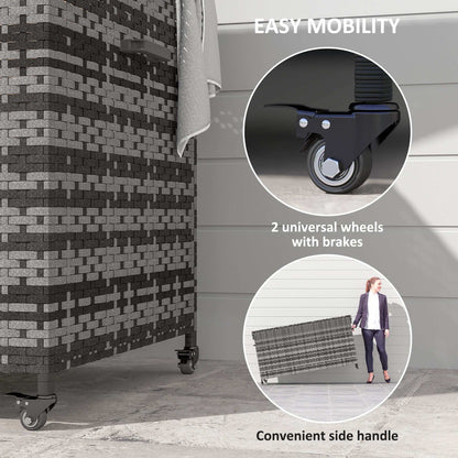 Outsunny 627 L Rattan Outdoor Garden Storage Box - Dark Grey