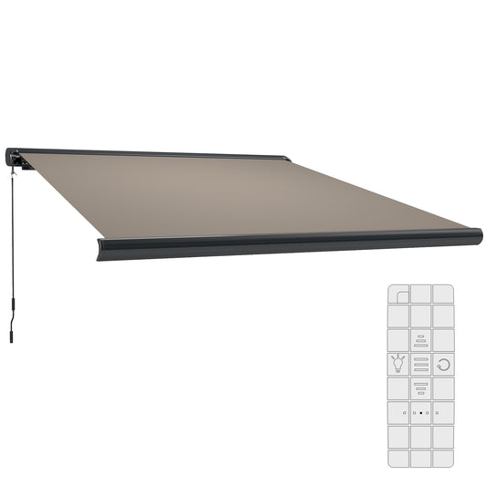3.5 x 3 m Electric Awning with Remote Controller, Aluminium Frame DIY Retractable Awning, UV50+ Sun Shade Canopy Patio Deck Door Window,