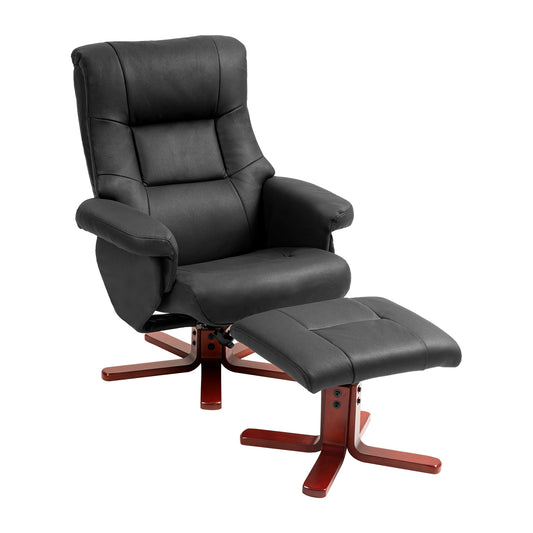 Faux Microfibre Leather Manual Recliner and Footstool Set