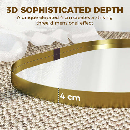 Rectangular Wall Mirror | Elevated 4cm Aluminium Alloy Frame | Shatterproof Tempered Glass | Moisture-Resistant Anodised Finish | MDF Backing | 60x90cm | Gold Tone