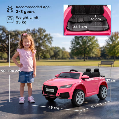 AIYAPLAY Licensed Audi TT RS 12V Kids Ride-On Car | Parent Remote, Dual 25W Motors & 4-Wheel Suspension | Lights, Music & USB | Pink, Grey or Black | Ages 2–3