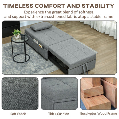 Four-In-One Single Sleeper Chair - Light Grey
