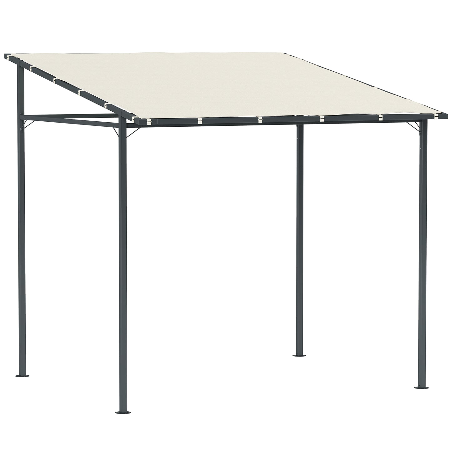 2.4 x 2.4 m Wall Mounted Pergola Gazebo with PA Coating Fabric and Metal Frame, UPF30+, Lean to Garden Gazebo, Wind Resistant Outdoor Sun Shade