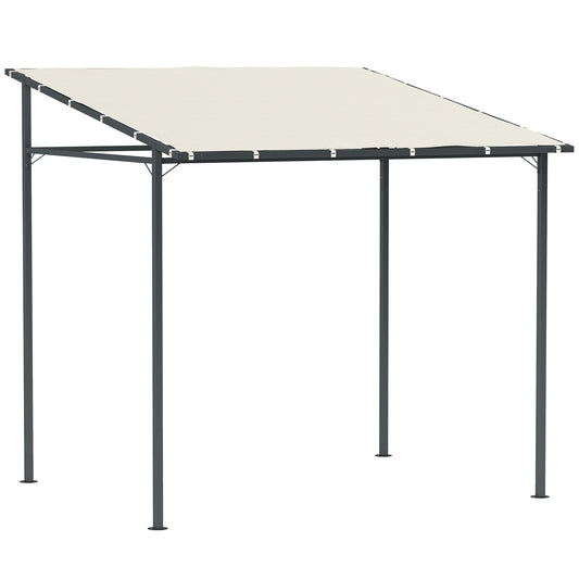 2.4 x 2.4 m Wall Mounted Pergola Gazebo with PA Coating Fabric and Metal Frame, UPF30+, Lean to Garden Gazebo, Wind Resistant Outdoor Sun Shade