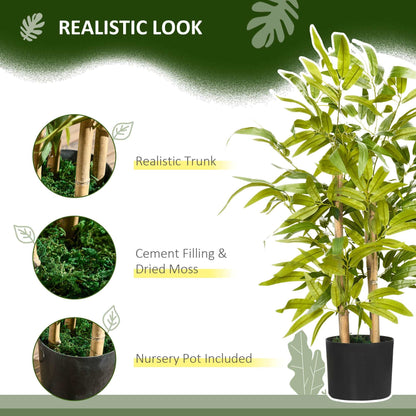 2 Piece Artificial Plants Bamboo Tree in Pot Desk Fake Plants for Home Indoor Outdoor Decor, 15x15x60cm, Green
