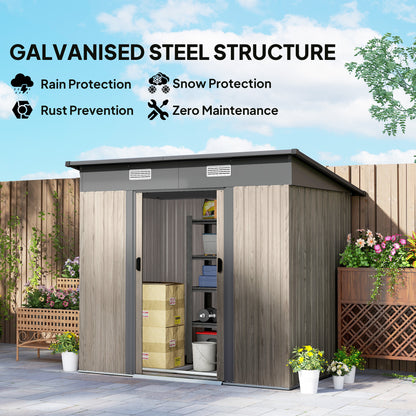 Outsunny Outdoor Garden Storage Shed - Grey Wood Grain