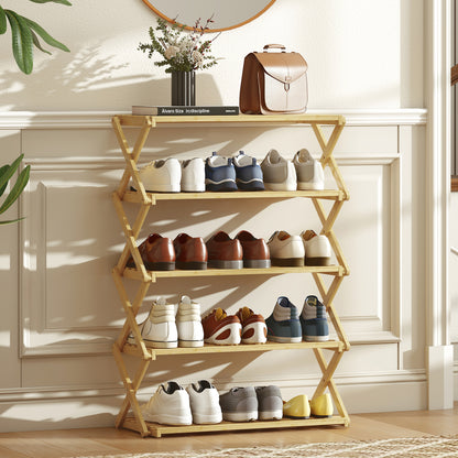 5-Tier Bamboo Shoe Rack, No Assembly - Natural