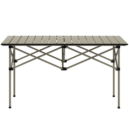 Outsunny Portable  Aluminium Picnic  Camping Table, Lightweight Folding, Carry Bag For Outdoor Camping, Picnic, Hiking, Cooking, BBQ, Fishing, Khaki